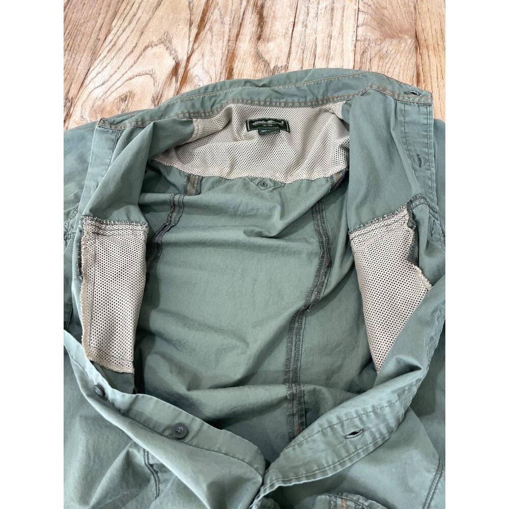 VTG Eddie Bauer Camp Shirt Mens L Green Short Sleeve Fishing Hiking Outdoors - Picture 7 of 7